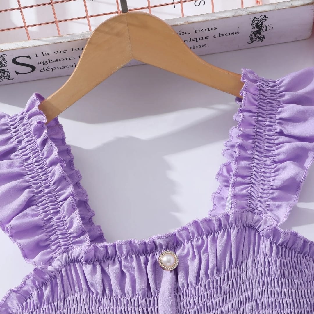 Purple Colour Baby Rosette Party Dress. - Image 4